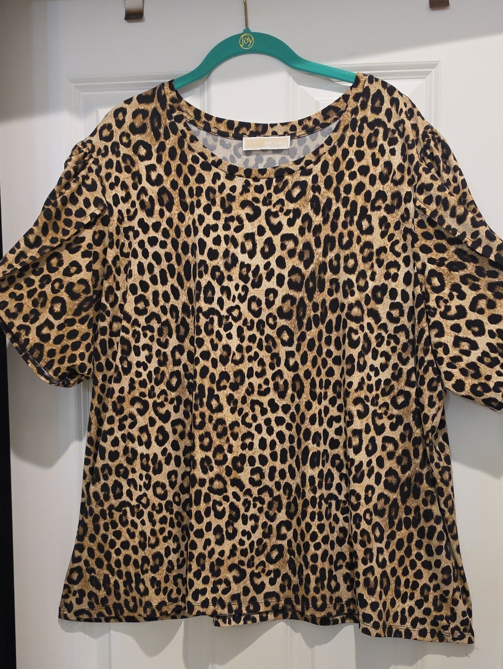 Michael Kors Leopard Print Black And Brown Soft Stretchy Top 2x